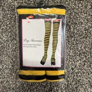 Black & Yellow thigh high tights - NWT